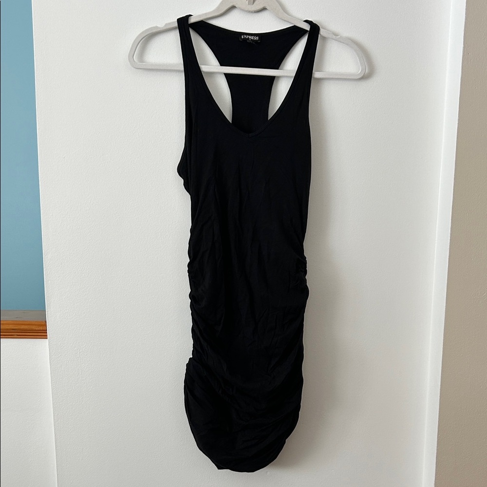 Express Black Ruched Mini Dress